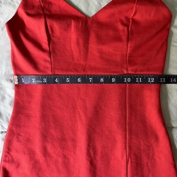 Orange Dress with Side Slit & Lace Detail, Medium, Sleeveless, Spaghetti Straps - Picture 9 of 13